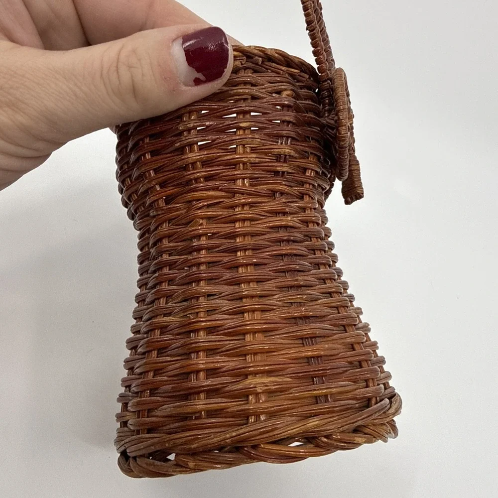 Vtg Mid Century‎ Modern Great Horned Owl Rattan Raffia Boho Basket 6